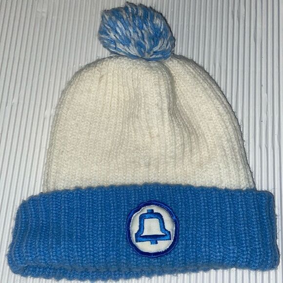 Vintage Southwestern Bell logo Beanie Pom Pom Hat - Picture 1 of 5